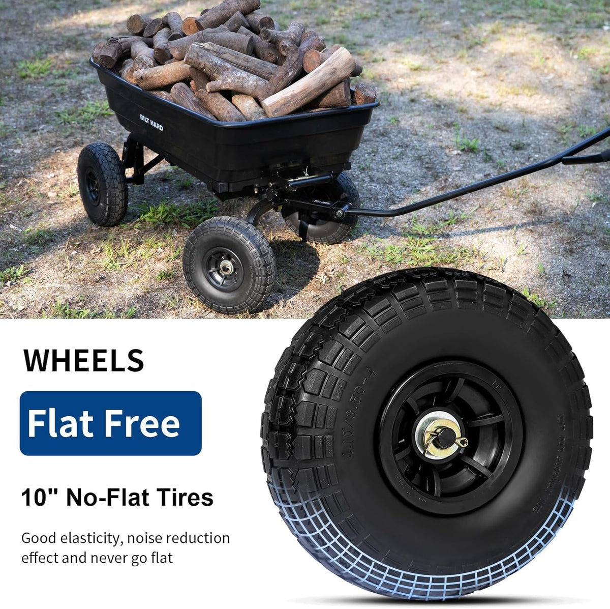 4 Cu.Ft. Poly Yard Dump Cart with 180° Rotating Handle K539009
