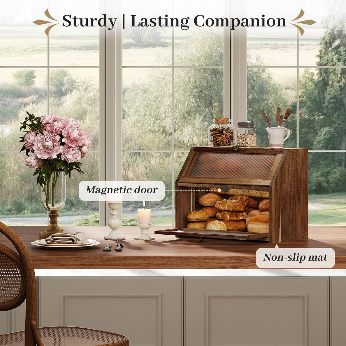 Acacia Wood 2 Layer Bread Box P71292