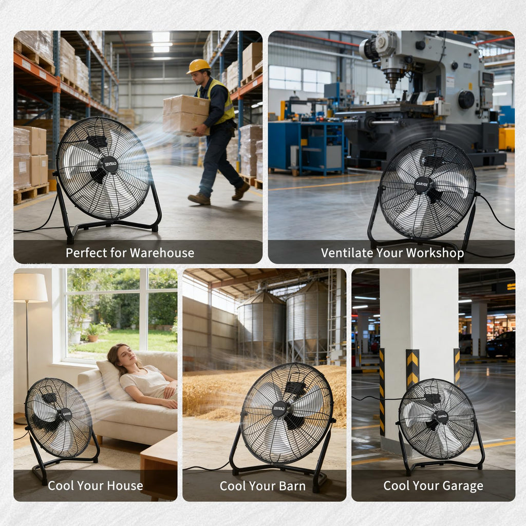 20 Inch 3 Speeds High Velocity Metal Floor Fan A37342