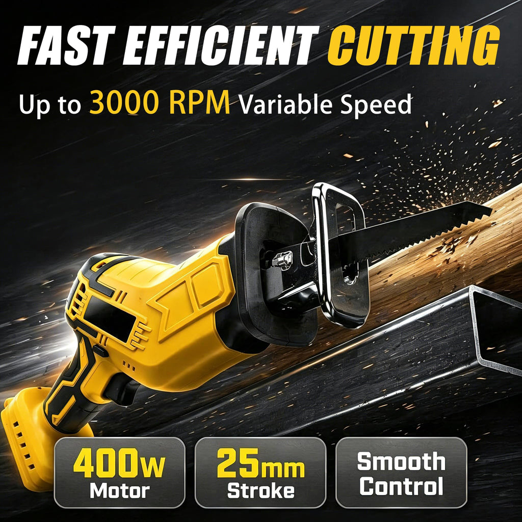 Cordless Reciprocating Saw 400W 3000RPM with 4 Saw Blades J88555