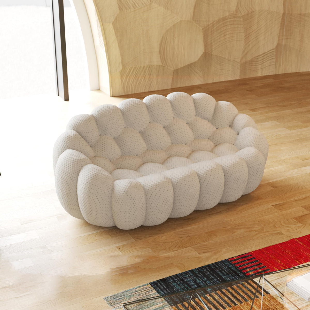 Light Grey Curved Upholstered Sofa E6508