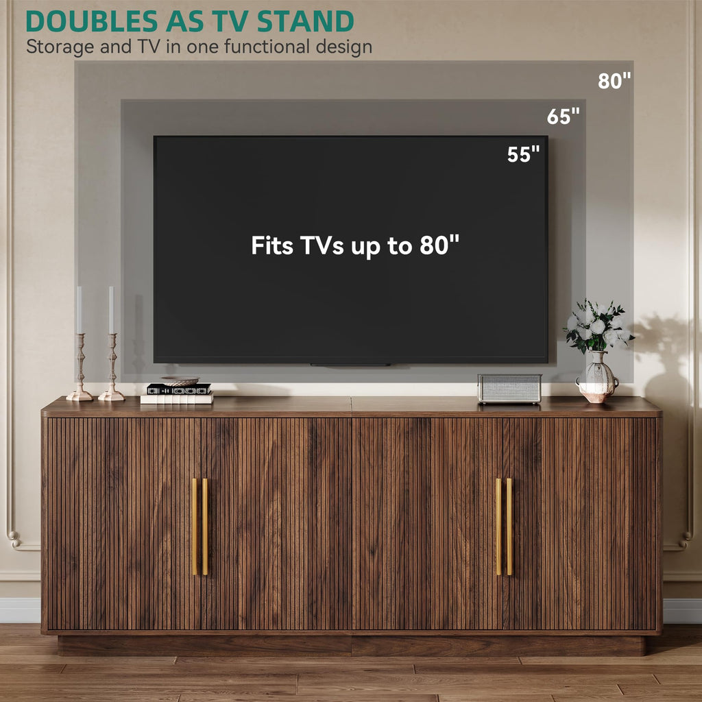 70" TV Stand with 4 Fluted Doors Y691442