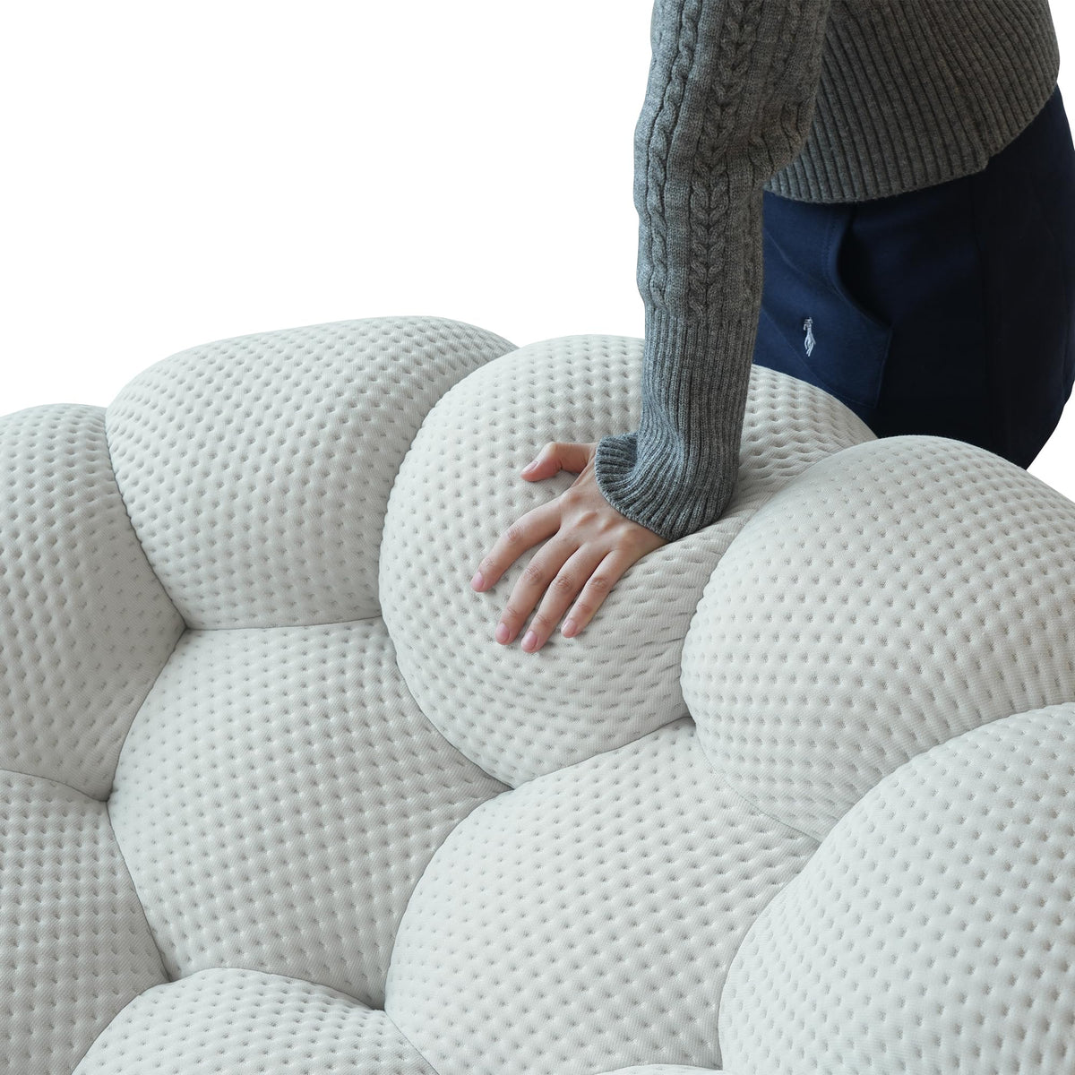 Light Grey Curved Upholstered Sofa E6508