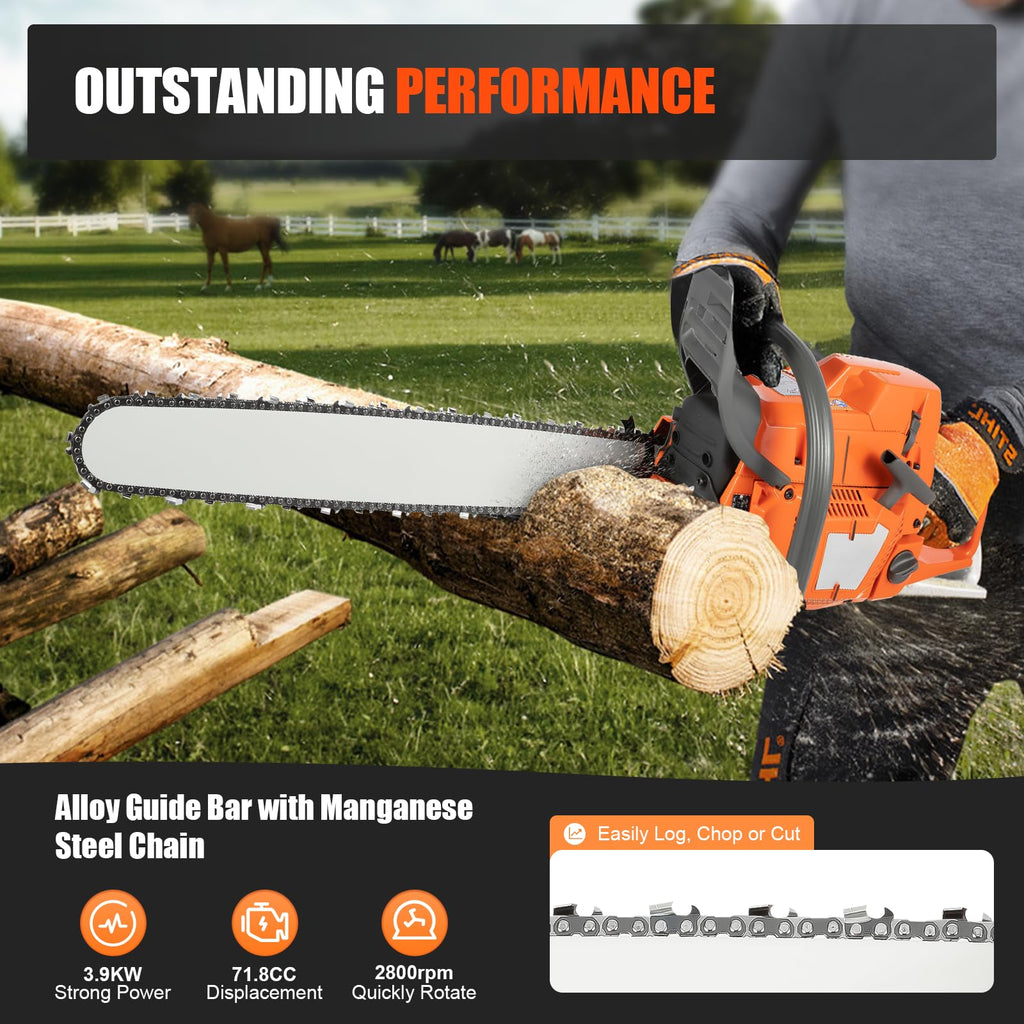 24 Inch 72CC Gas Chainsaw B8198