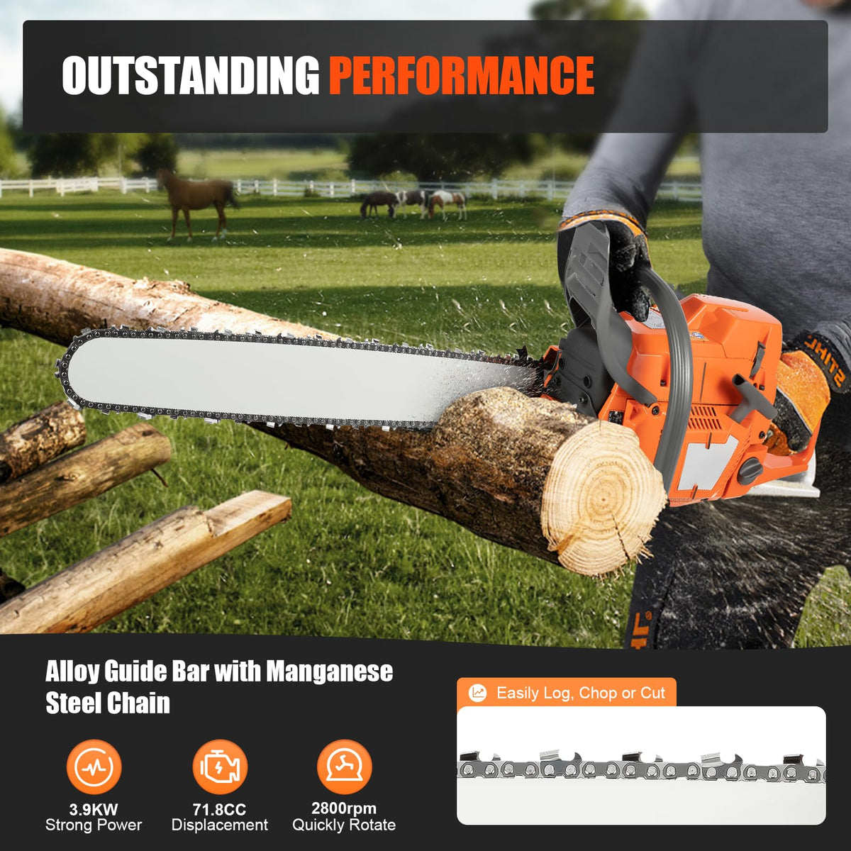 24 Inch 72CC Gas Chainsaw B8198