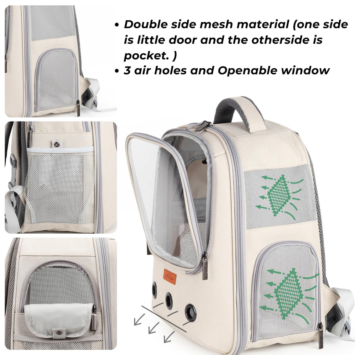 Pet Carrier Backpack, Airline-Approved (Beige) O921