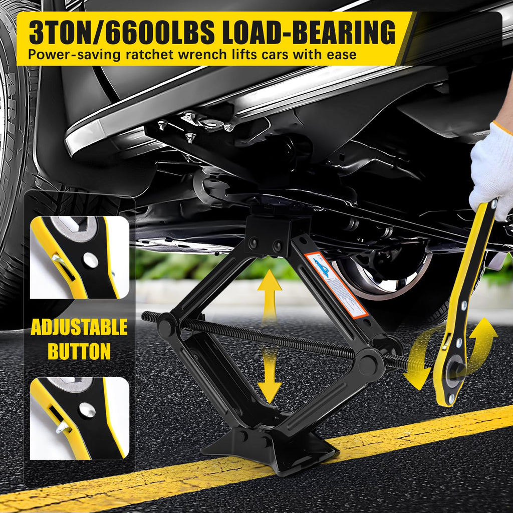 3 Ton Portable Scissor Car Jack with Wheel Wrench E85712