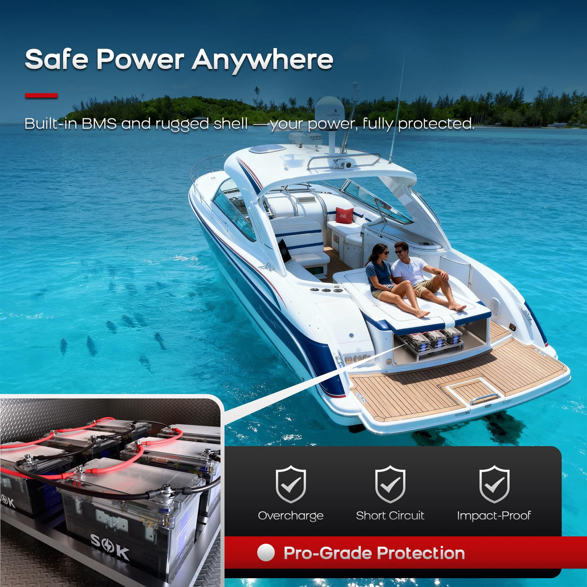 12V 100Ah LiFePO4 Marine Battery BCI Group 24 T529