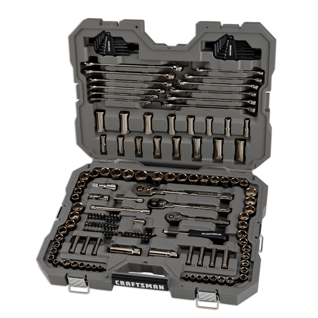 154-Piece Gunmetal Chrome Mechanics Tool Set with Hard Case A189