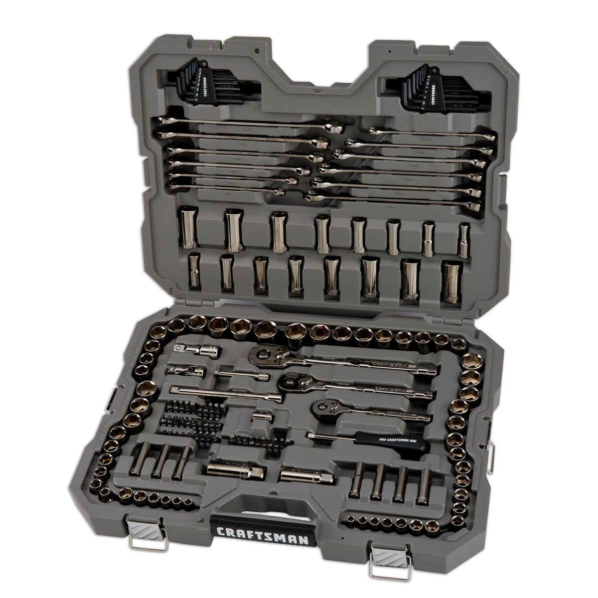 154-Piece Gunmetal Chrome Mechanics Tool Set with Hard Case A189