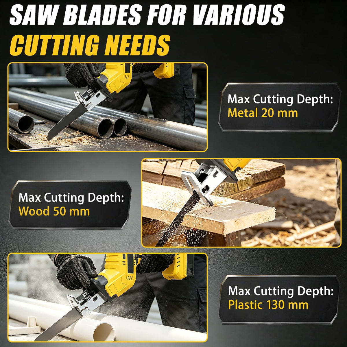 Cordless Reciprocating Saw 400W 3000RPM with 4 Saw Blades J88555