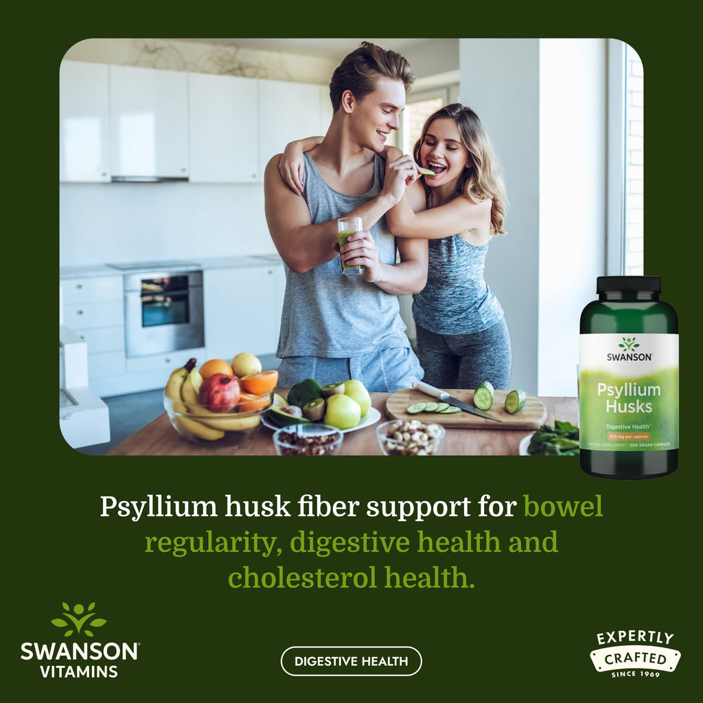 Psyllium Husk Dietary Fiber Supplement, 610 mg, 300 Capsules G182