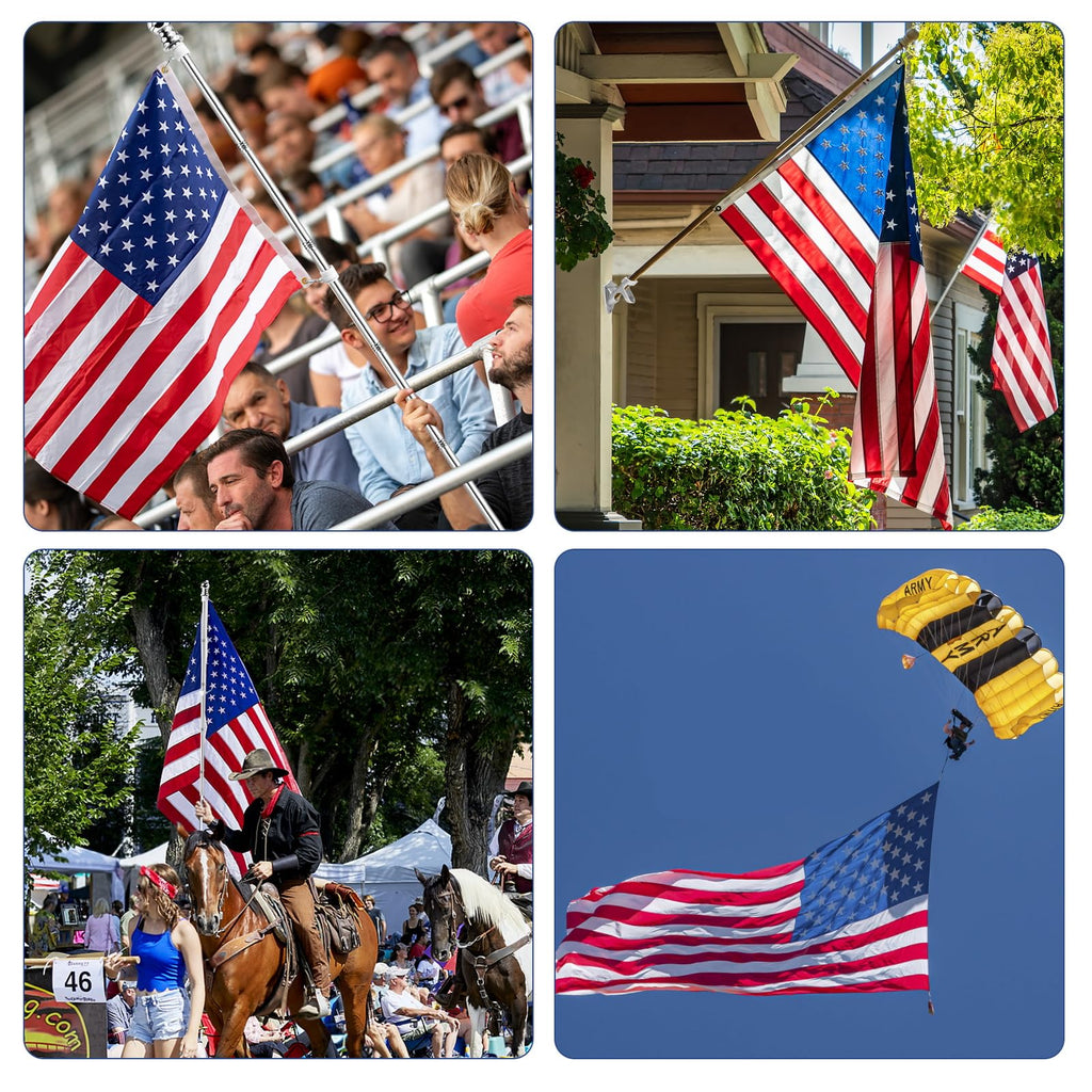 5 FT Flag Pole Kit with 3x5ft American Flag Stainless Steel Q72250