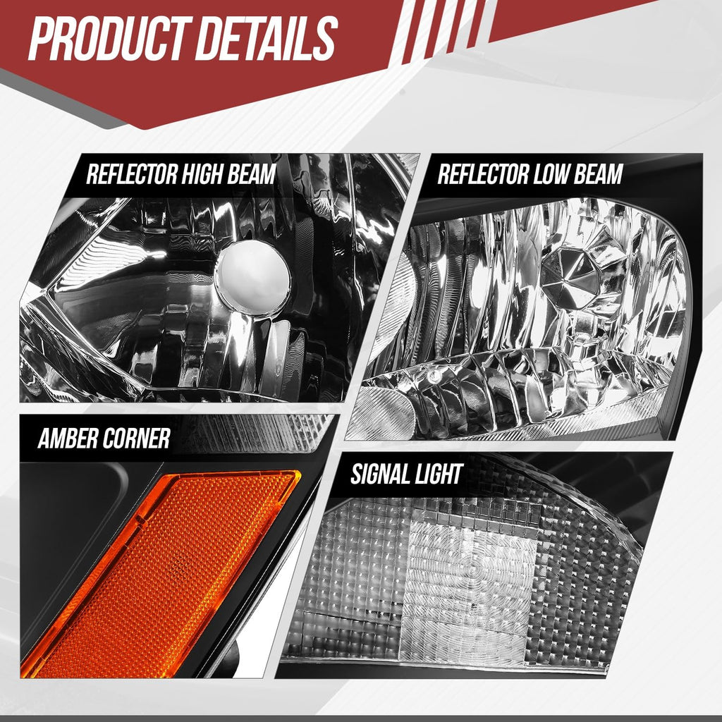 Black Housing Amber Corner Headlight Assembly Set Y796