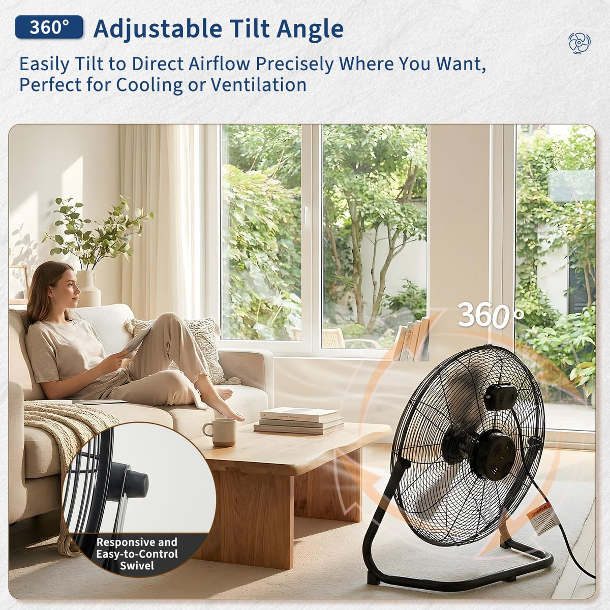 20 Inch 3 Speeds High Velocity Metal Floor Fan A37342