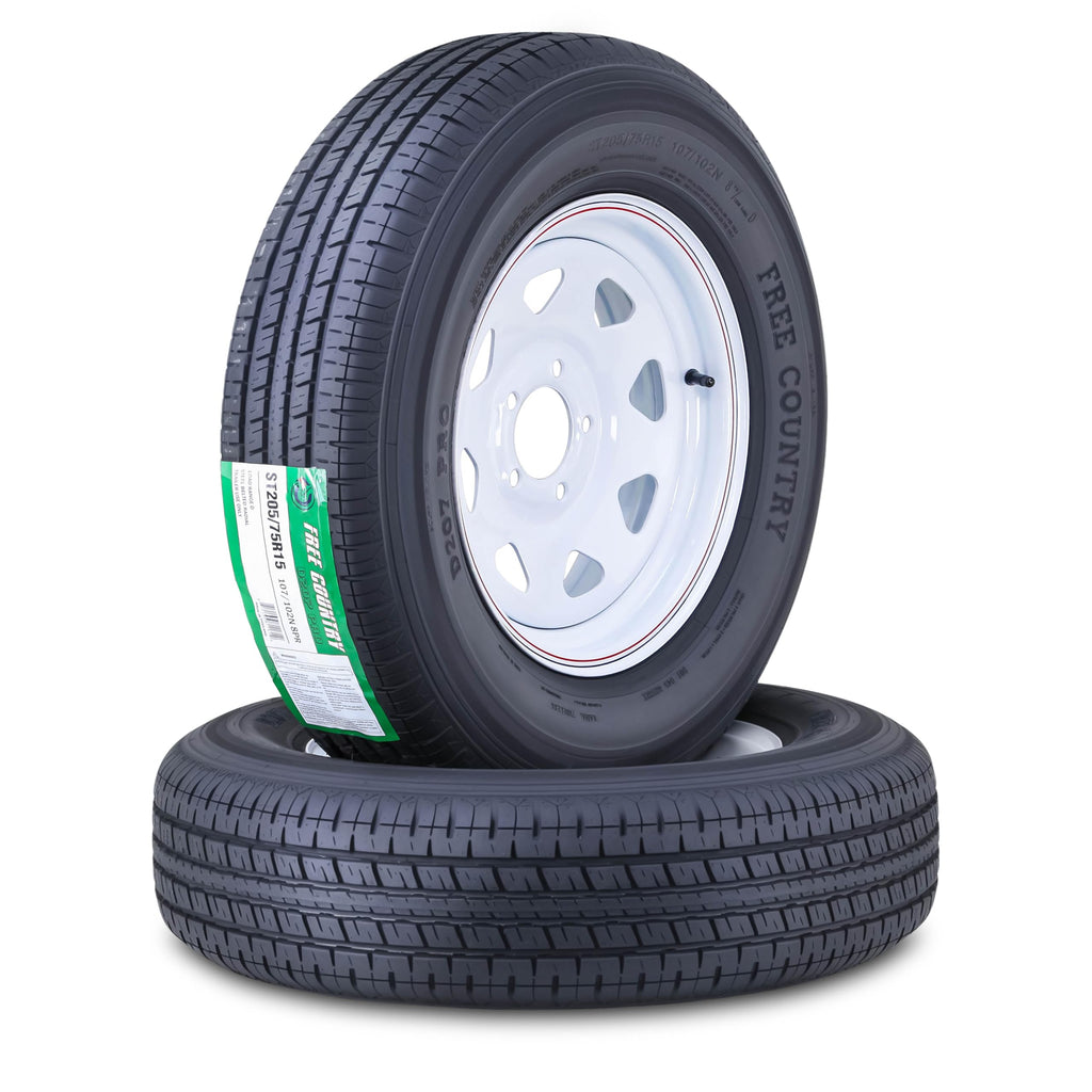 Trailer Tire Wheel ST205/75R15 8PR 5X4.5 White Spoke Pk2 X903