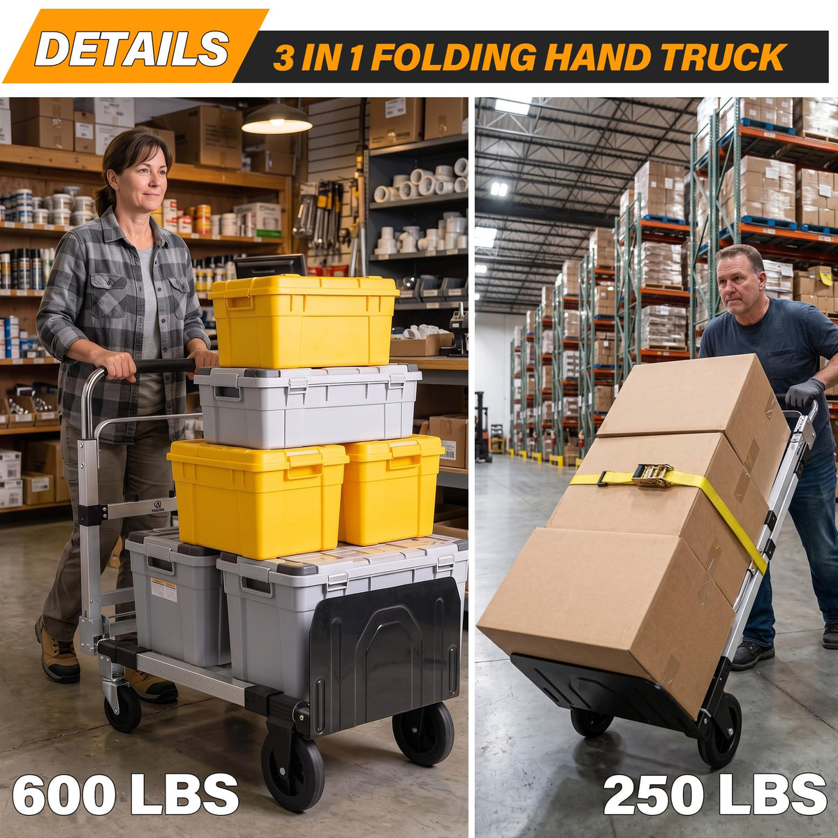 3 in 1 Convertible Folding Hand Truck with 2 Straps B91021