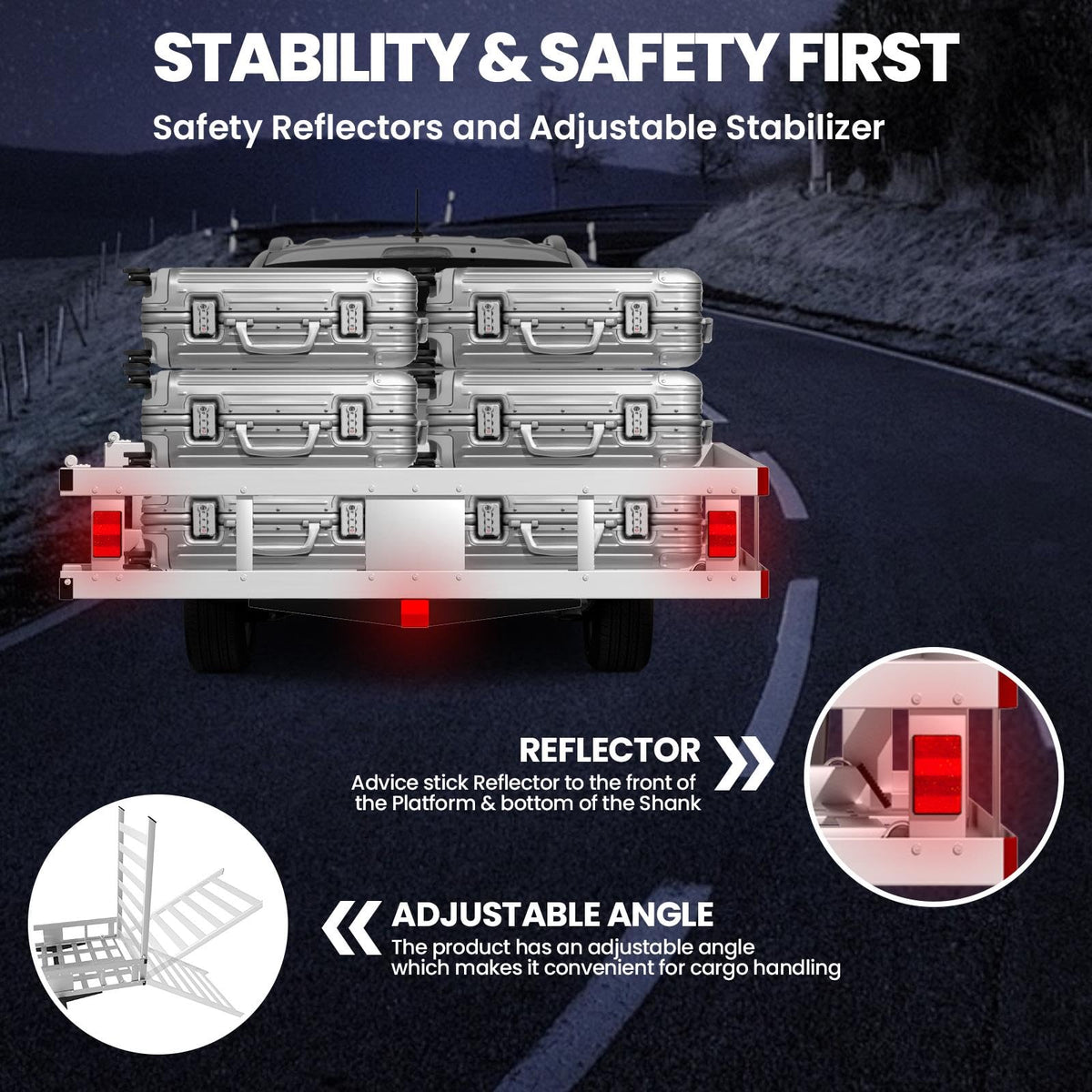 50 × 30 × 9in Aluminum Hitch Cargo Carrier Z860