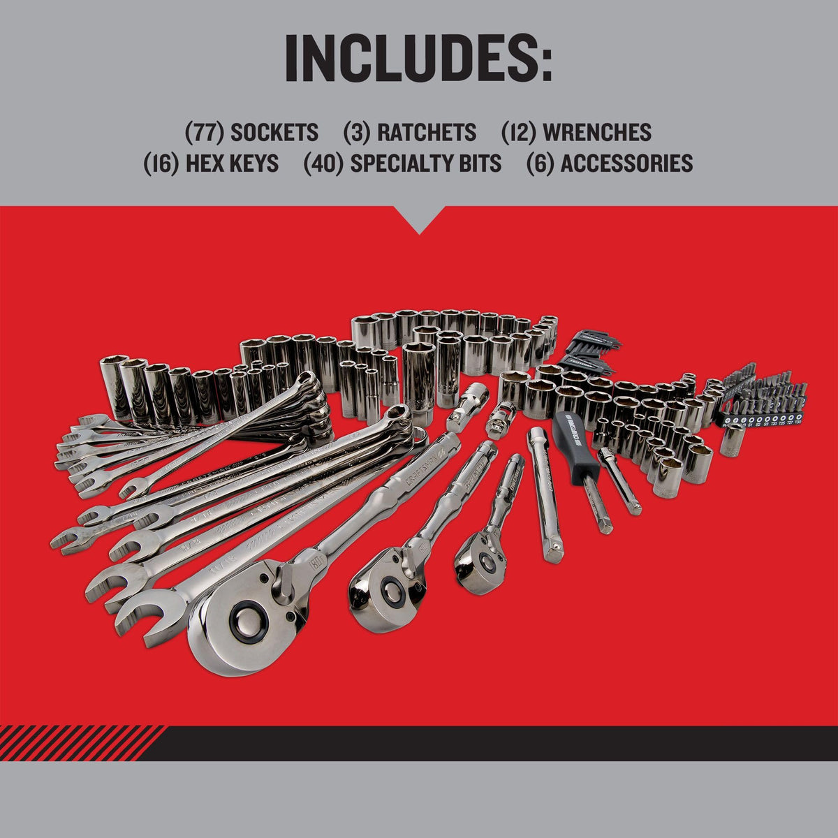 154-Piece Gunmetal Chrome Mechanics Tool Set with Hard Case A189