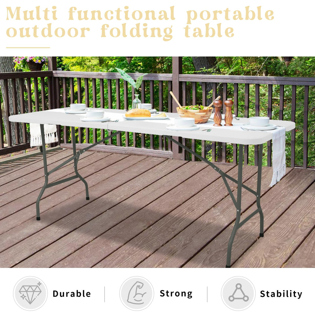 Set of 2 White 6 FT Folding Plastic Table Z246817