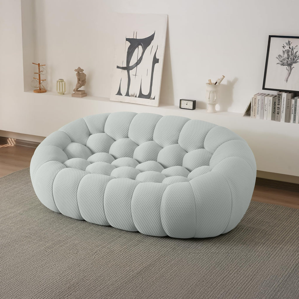 Light Grey Curved Upholstered Sofa E6508
