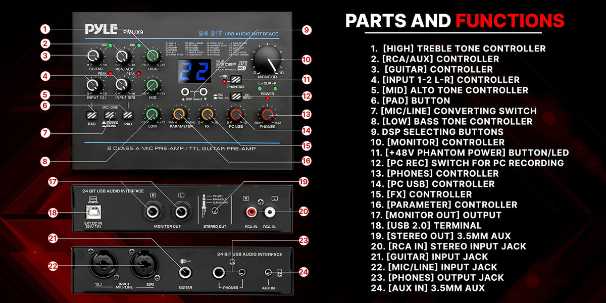 USB Audio Interface with Digital Effects and Phantom Power Z3219