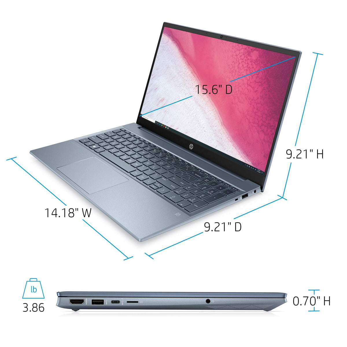 15.6" FHD Laptop AMD Ryzen 5 5500U 8GB 512GB SSD Windows 10 Horizon Blue C452753