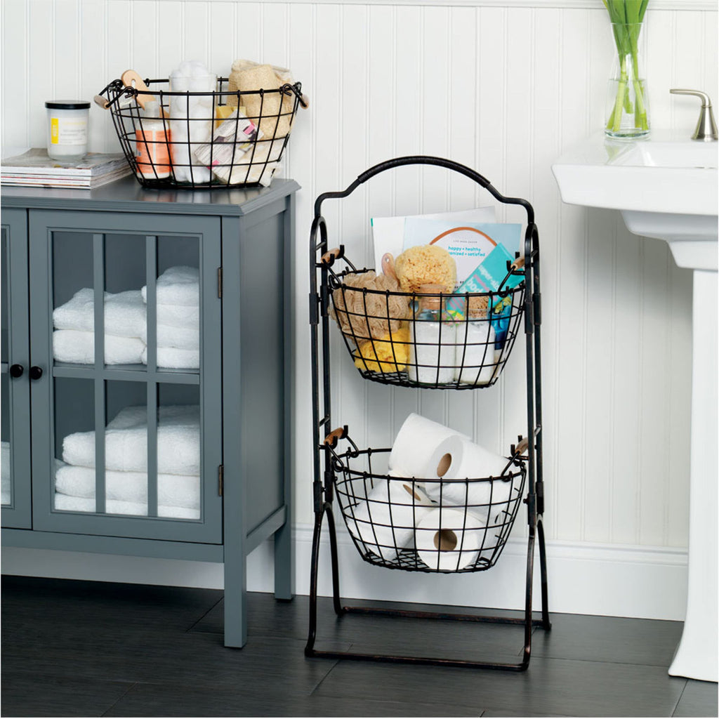 Adjustable 3-Tier Metal Floor Standing Storage Basket G2459