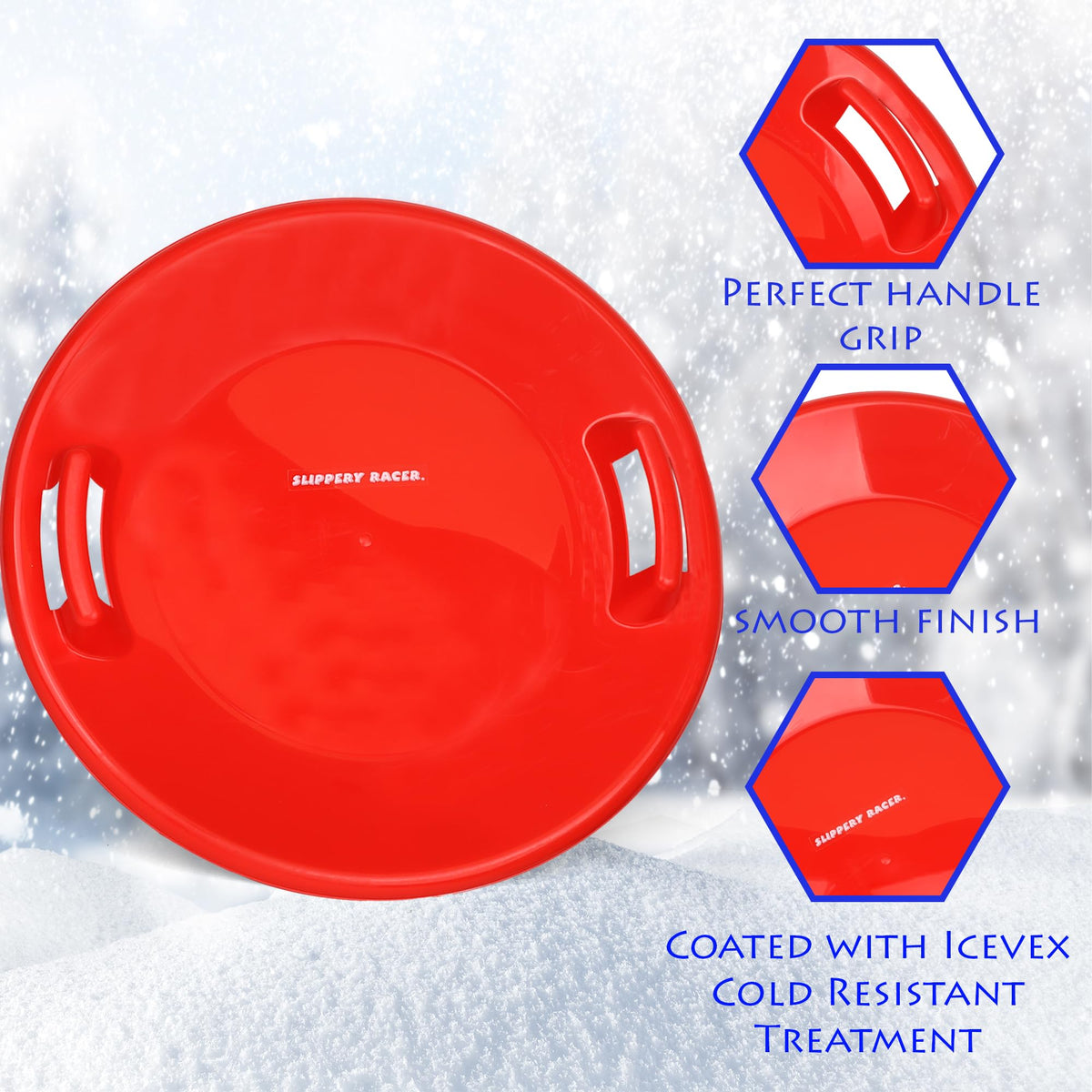Heavy-Duty Cold Resistant Plastic Snow Sled with Handles P179723