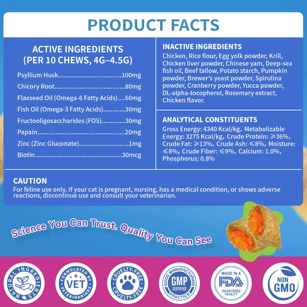 Cat Hairball Support Chews 500 Chews E415501