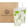 Glass Iced Coffee Cup with Lid and Straw, Set of 2 I658