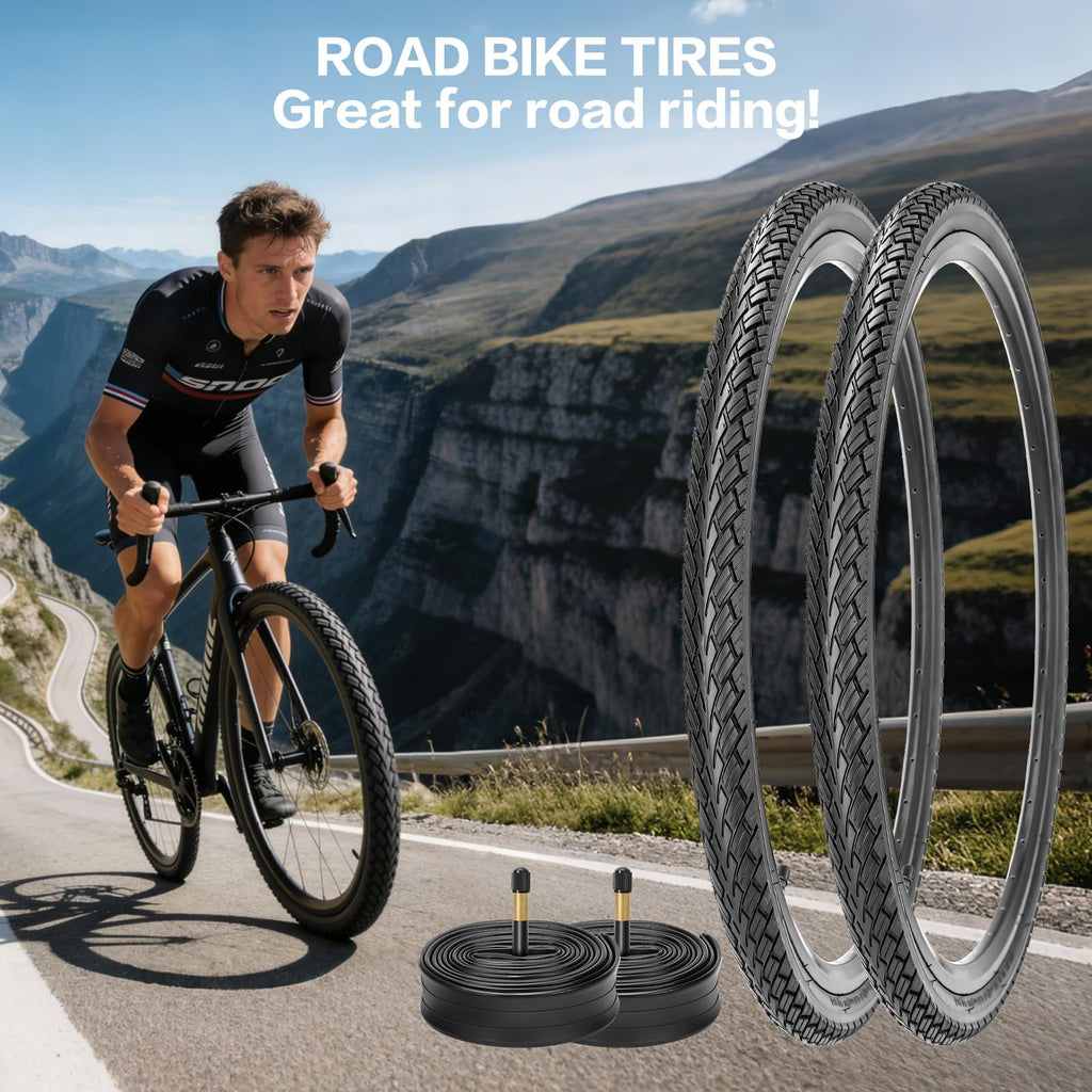 Foldable Road Bike Tires and Inner Tubes 2-Pack Y8352