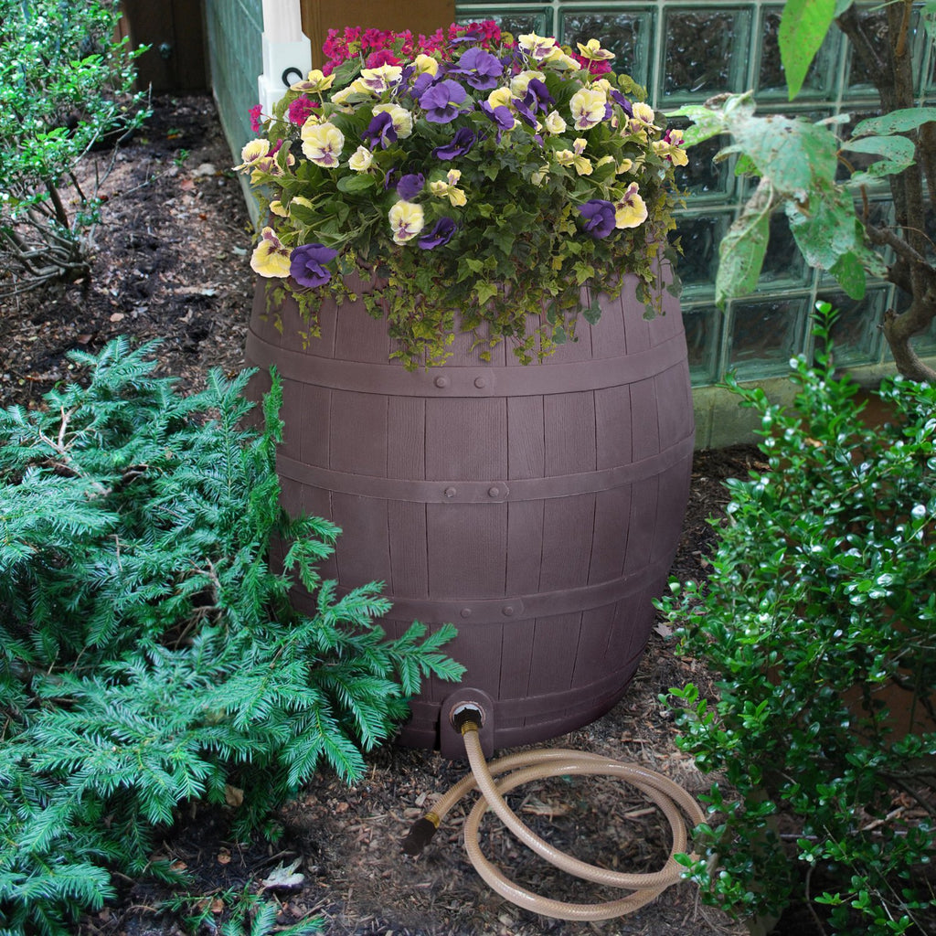 50-Gallon Whiskey Rain Barrel with Planter and Diverter K412304
