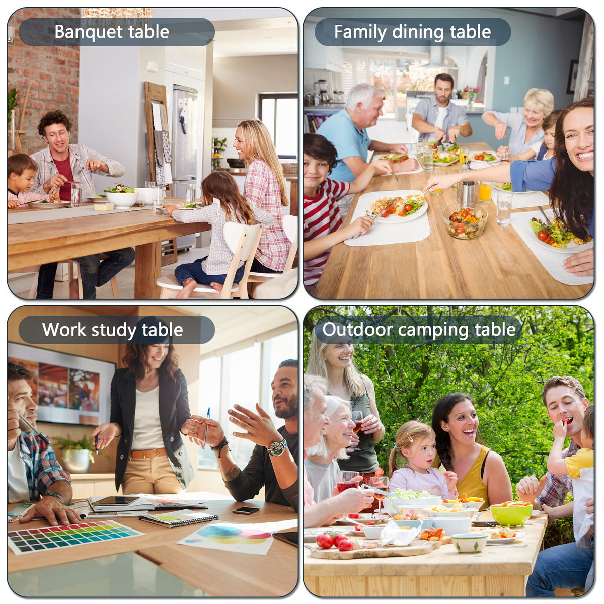 Portable Folding Table 6 FT Long with Handle White D974