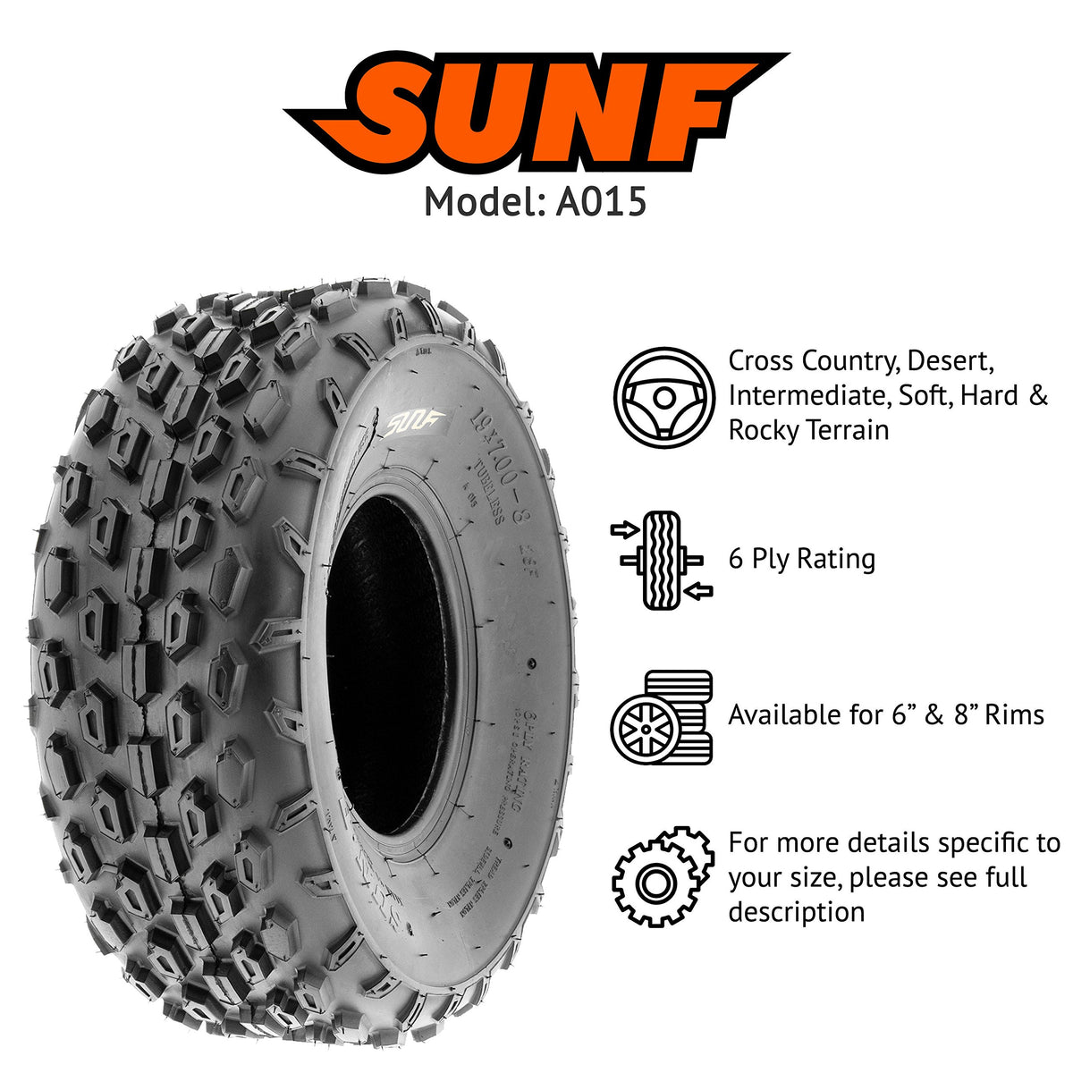 19x7-8 Tubeless 6 Ply Set of 4 F350