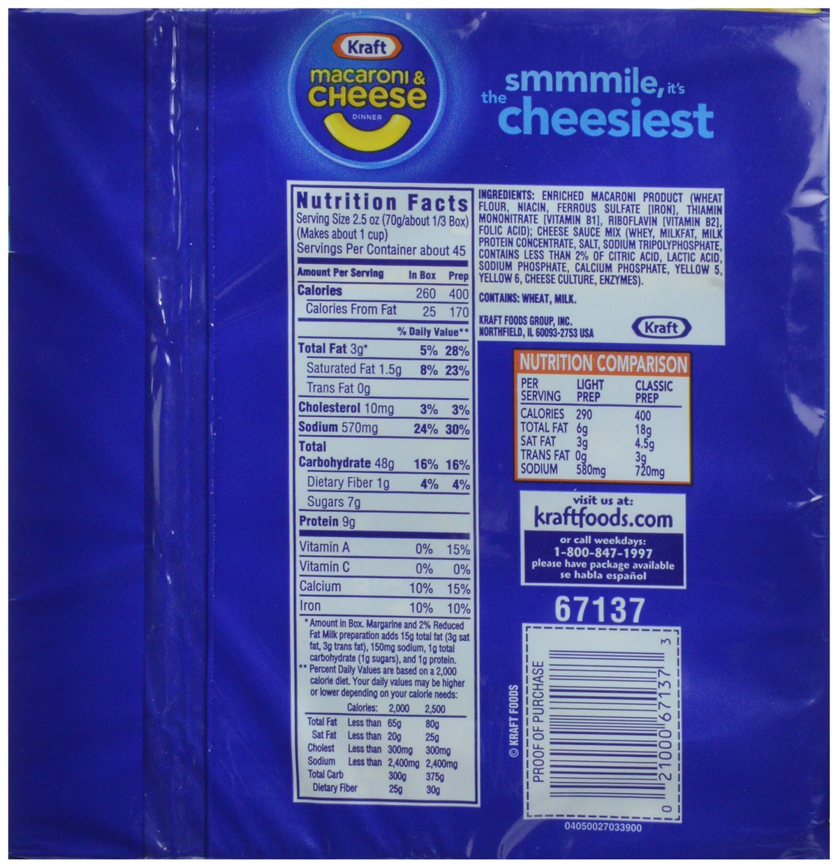 Macaroni & Cheese Dinner 7.25 oz 15 Pack H938