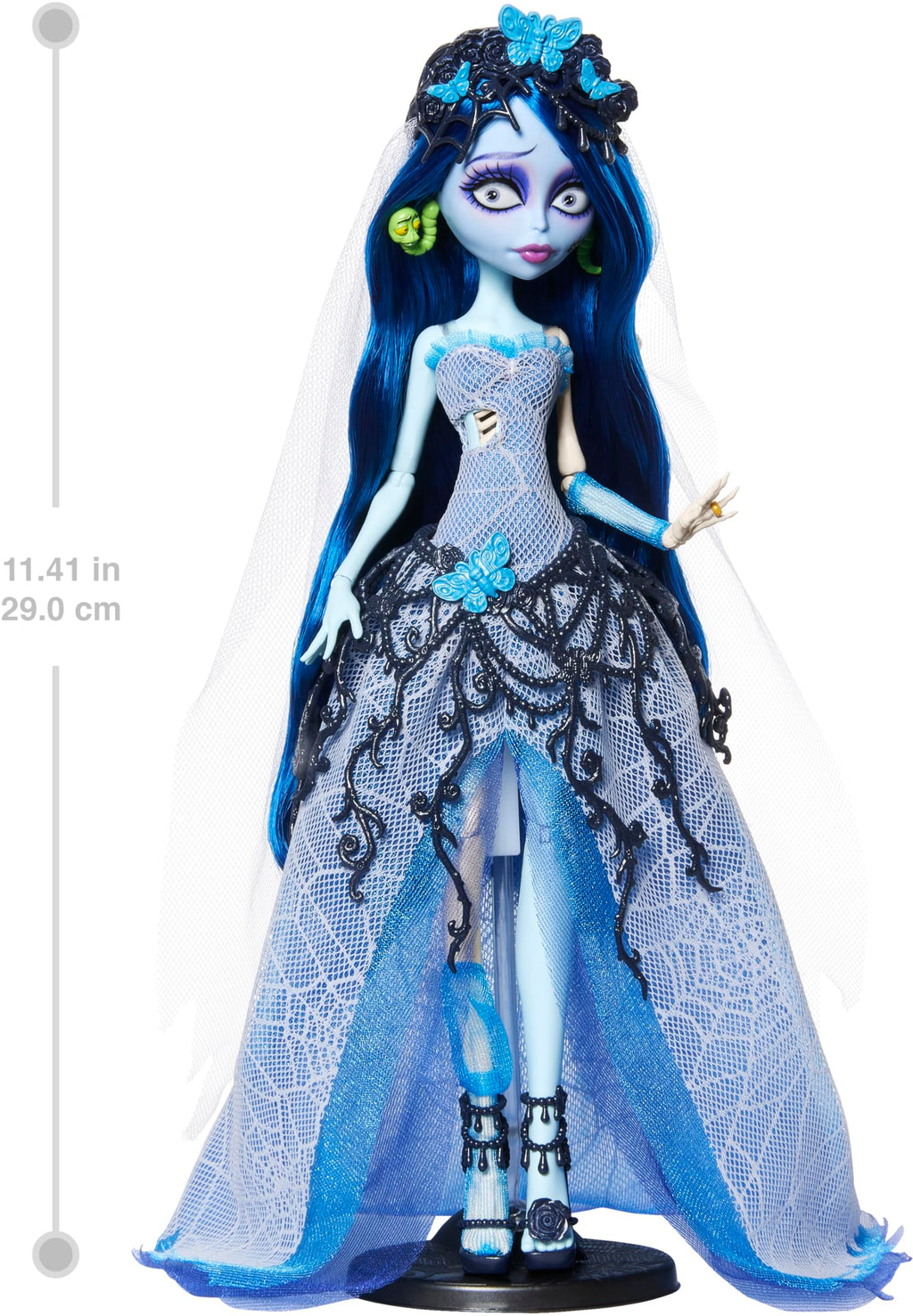 Corpse Bride Emily Doll in Spiderweb Wedding Dress with Accessories K4307