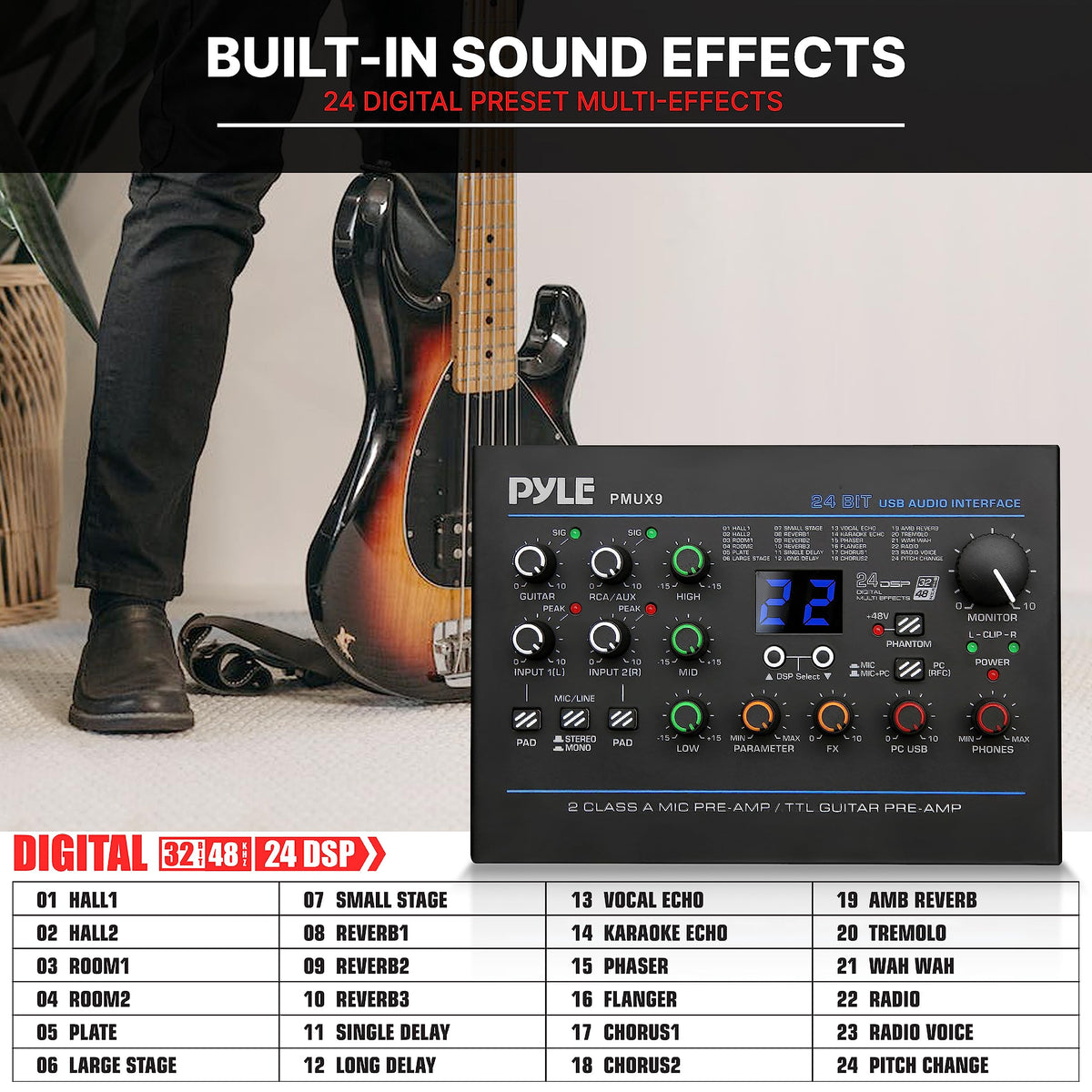 USB Audio Interface with Digital Effects and Phantom Power Z3219