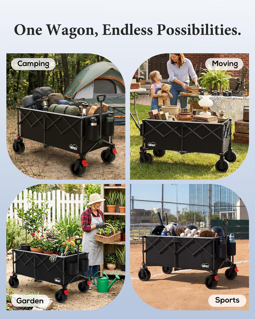 46" Collapsible Wagon Cart 300L Capacity K364122